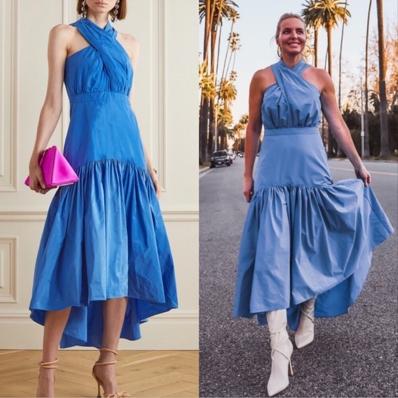 NWOT Veronica Beard Radley Halter Neck High/Low Blue Dress sz 0 - Picture 2 of 7